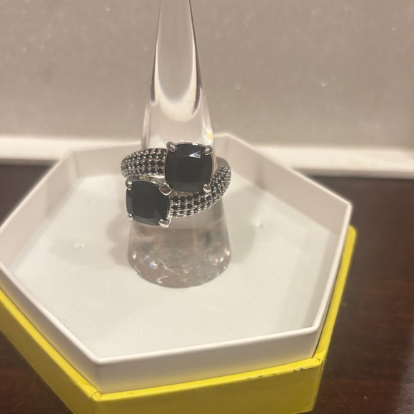 Bomb Party Jewelry - Black Onyx on Rhodium huggers